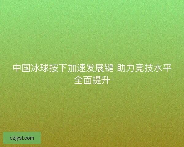 中国冰球按下加速发展键 助力竞技水平全面提升