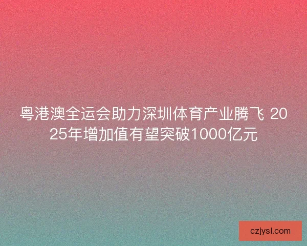 粤港澳全运会助力深圳体育产业腾飞 2025年增加值有望突破1000亿元