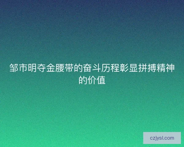 邹市明夺金腰带的奋斗历程彰显拼搏精神的价值