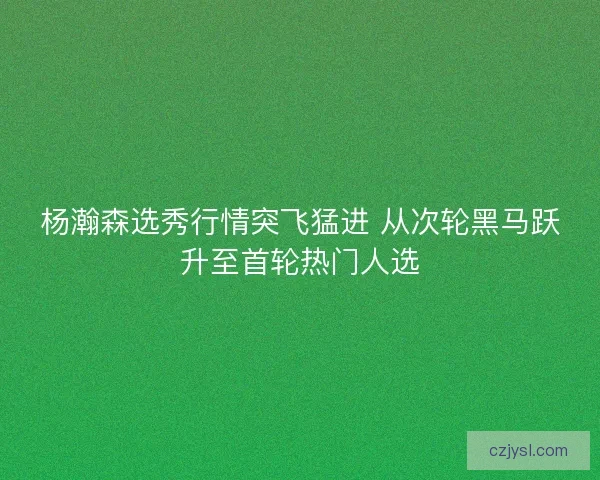 杨瀚森选秀行情突飞猛进 从次轮黑马跃升至首轮热门人选